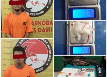 Sat Narkoba Polres Dairi Terima 2 Tersangka Kasus Narkoba Usai Diringkus Kodim 0206 Dairi, Puluhan Paket Sabu dan Pil Ekstasi Disita
