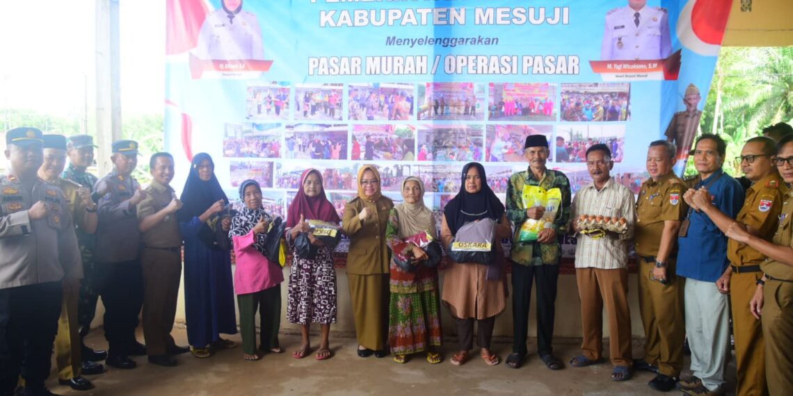 Dalam Rangka Hari Besar Keagamaan Nasional  (HBKN) Ramadan dan Idul Fitri 1446 H, Bupati Mesuji Bersama Sunardi Buka Pasar Murah