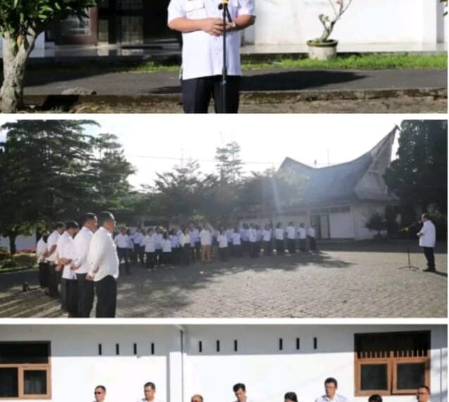 Seketaris Daerah Pimpin Apel Pagi di Halaman Lingkungan Sekretariat Kabupaten Dairi