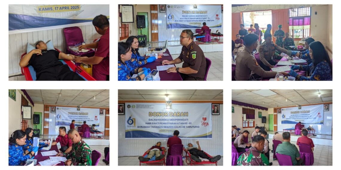 Sambut Hari Bakti Pemasyarakatan Ke-61, Rutan Tarutung Bekerjasama dengan PMI Tapanuli Utara Gelar Donor Darah