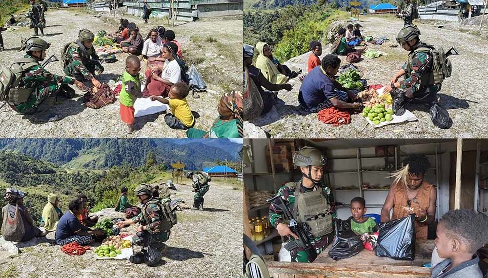 Yonif 400/Banteng Raiders Borong Hasil Tani Warga di Distrik Dal, Kabupaten Nduga