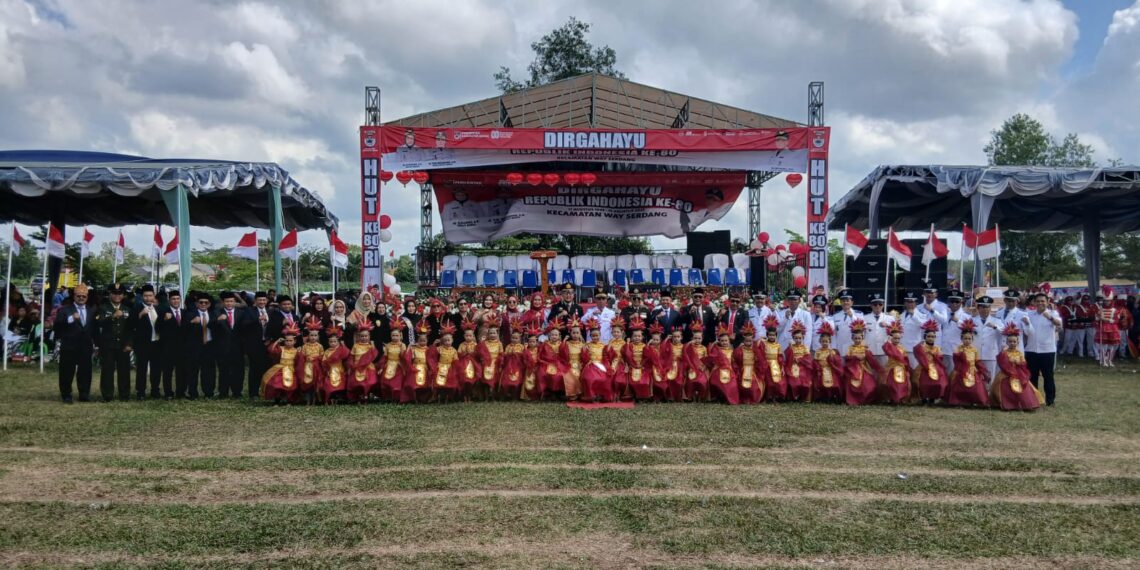 Geliat Upacara Pengibaran Bendera Merah Putih HUT-RI Ke-80 Digelar di Kecamatan Way Serdang