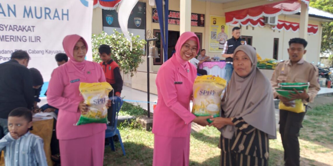 Antusias Masyarakat, 400 Karung Beras Ludes di Gerakan Pangan Murah Polres OKI