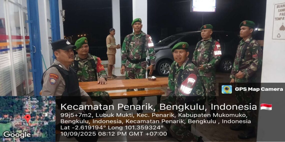 Kodim 0428/MM Bersama personil polres Mukomuko Gelar Patroli Gabungan untuk Meningkatkan Keamanan di Mukomuko