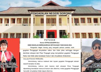 Putusan Bersejarah! Majelis Hakim Tolak Gugatan PT. BJA dalam Kasus ‘Tipu-tipu Abunawas’ di PN Sorong