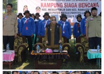 Bupati Mesuji Hj. Elfianah Khamami Kukuhkan Kampung Siaga Bencana Dan Lumbung Sosial Di Mesuji Timur