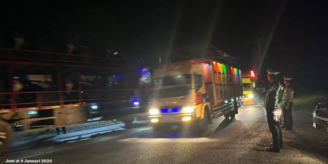 Sat Lantas Polres Mesuji Patroli Malam, Antisipasi Lakalantas dan C3 di Jalan Lintas Timur