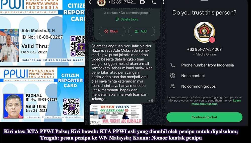Ketua PWI Bekasi Ade Muksin Diduga Menipu Warga Malaysia dengan Modus KTA PPWI